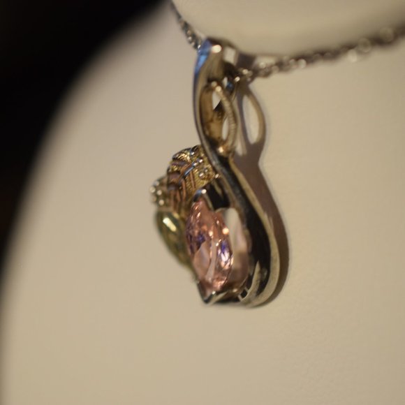 Vintage Sterling 12k. Black Hills Gold Pink CZ Necklace and Ring. Size 7 - Picture 10 of 14